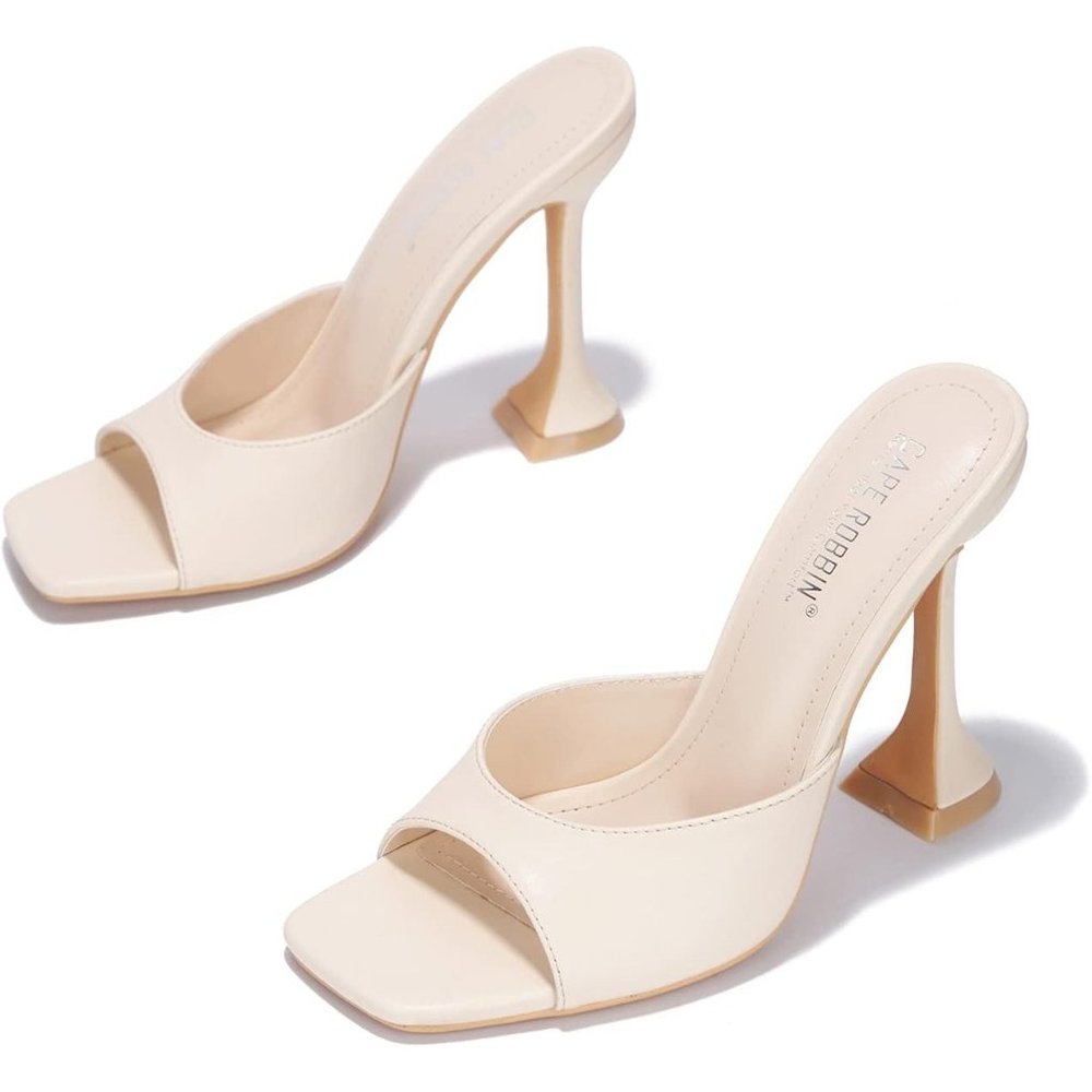 Women Cape Robbin Square Open White Toe Heels Lithe Sexy Shoes